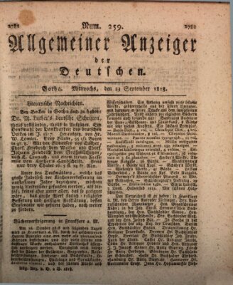 Allgemeiner Anzeiger der Deutschen Mittwoch 23. September 1818