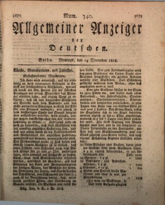 Allgemeiner Anzeiger der Deutschen Montag 14. Dezember 1818