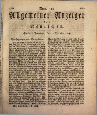 Allgemeiner Anzeiger der Deutschen Dienstag 22. Dezember 1818