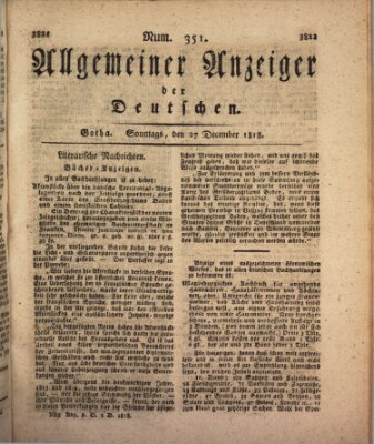 Allgemeiner Anzeiger der Deutschen Sonntag 27. Dezember 1818