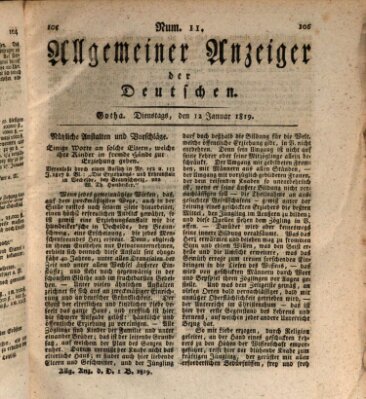 Allgemeiner Anzeiger der Deutschen Dienstag 12. Januar 1819