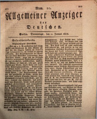 Allgemeiner Anzeiger der Deutschen Donnerstag 21. Januar 1819