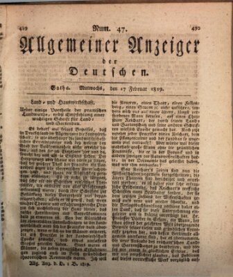Allgemeiner Anzeiger der Deutschen Mittwoch 17. Februar 1819