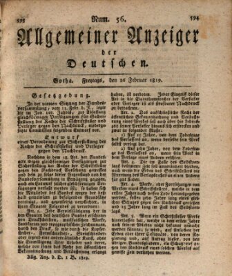 Allgemeiner Anzeiger der Deutschen Freitag 26. Februar 1819