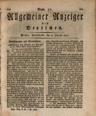 Allgemeiner Anzeiger der Deutschen Samstag 27. Februar 1819