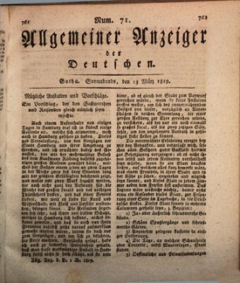 Allgemeiner Anzeiger der Deutschen Samstag 13. März 1819