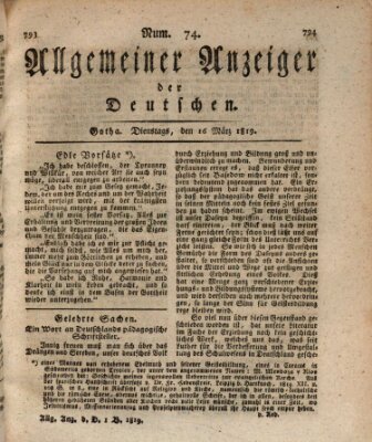 Allgemeiner Anzeiger der Deutschen Dienstag 16. März 1819