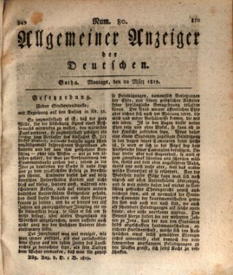 Allgemeiner Anzeiger der Deutschen Montag 22. März 1819