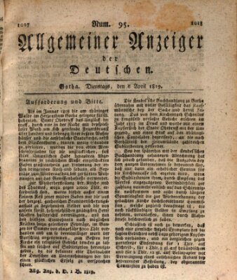 Allgemeiner Anzeiger der Deutschen Dienstag 6. April 1819