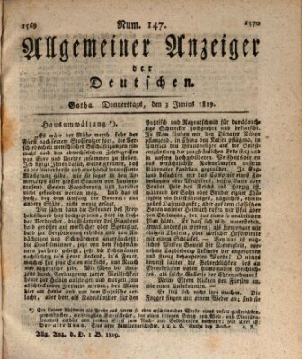 Allgemeiner Anzeiger der Deutschen Donnerstag 3. Juni 1819
