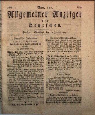 Allgemeiner Anzeiger der Deutschen Sonntag 13. Juni 1819