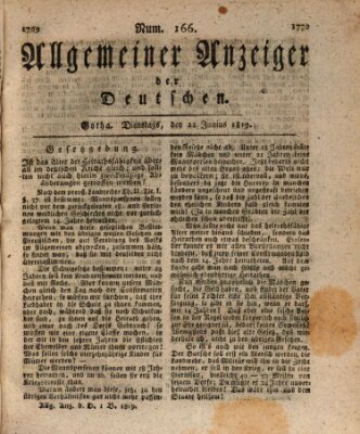 Allgemeiner Anzeiger der Deutschen Dienstag 22. Juni 1819