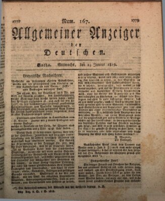 Allgemeiner Anzeiger der Deutschen Mittwoch 23. Juni 1819