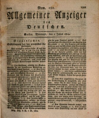 Allgemeiner Anzeiger der Deutschen Dienstag 6. Juli 1819
