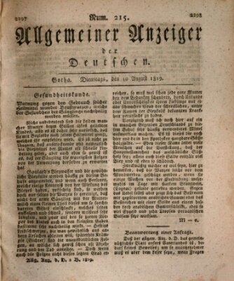 Allgemeiner Anzeiger der Deutschen Dienstag 10. August 1819