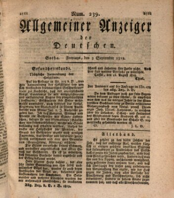Allgemeiner Anzeiger der Deutschen Freitag 3. September 1819