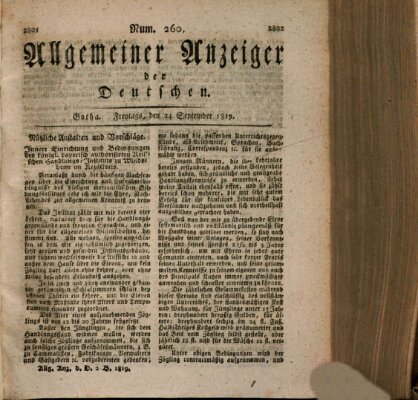 Allgemeiner Anzeiger der Deutschen Freitag 24. September 1819