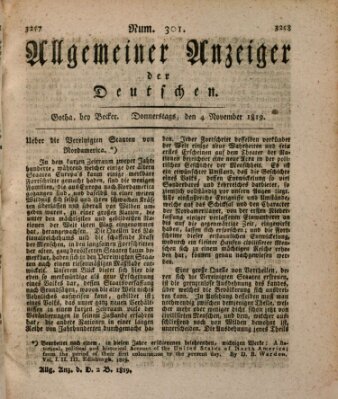 Allgemeiner Anzeiger der Deutschen Donnerstag 4. November 1819