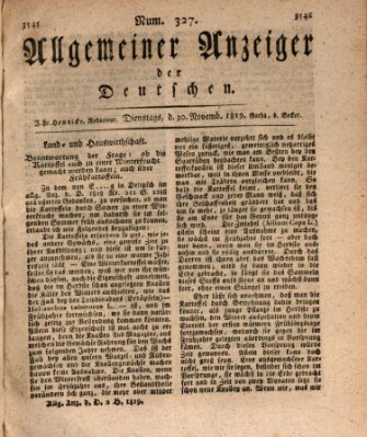 Allgemeiner Anzeiger der Deutschen Dienstag 30. November 1819