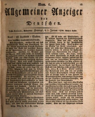 Allgemeiner Anzeiger der Deutschen Freitag 7. Januar 1820