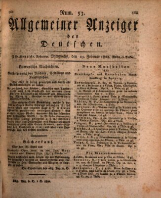 Allgemeiner Anzeiger der Deutschen Mittwoch 23. Februar 1820
