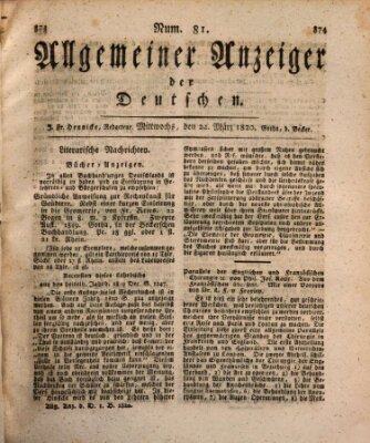 Allgemeiner Anzeiger der Deutschen Mittwoch 22. März 1820