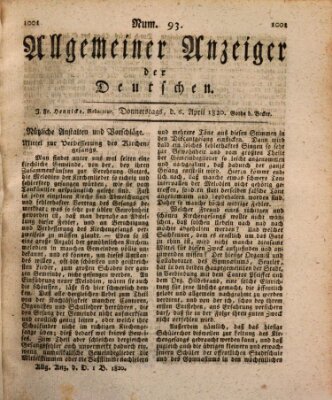 Allgemeiner Anzeiger der Deutschen Donnerstag 6. April 1820