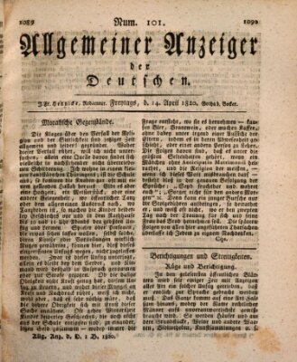 Allgemeiner Anzeiger der Deutschen Freitag 14. April 1820