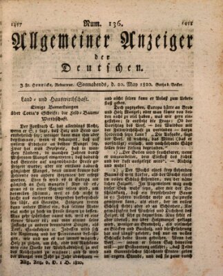 Allgemeiner Anzeiger der Deutschen Samstag 20. Mai 1820