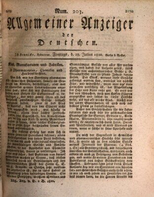 Allgemeiner Anzeiger der Deutschen Freitag 28. Juli 1820