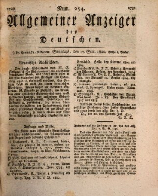 Allgemeiner Anzeiger der Deutschen Sonntag 17. September 1820