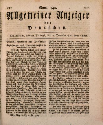 Allgemeiner Anzeiger der Deutschen Freitag 15. Dezember 1820