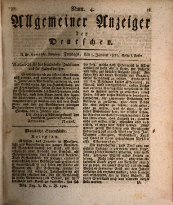 Allgemeiner Anzeiger der Deutschen Freitag 5. Januar 1821