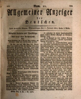 Allgemeiner Anzeiger der Deutschen Donnerstag 11. Januar 1821