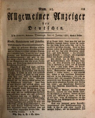 Allgemeiner Anzeiger der Deutschen Dienstag 16. Januar 1821