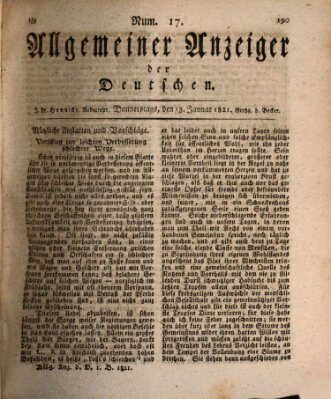 Allgemeiner Anzeiger der Deutschen Donnerstag 18. Januar 1821