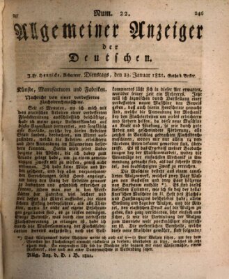 Allgemeiner Anzeiger der Deutschen Dienstag 23. Januar 1821