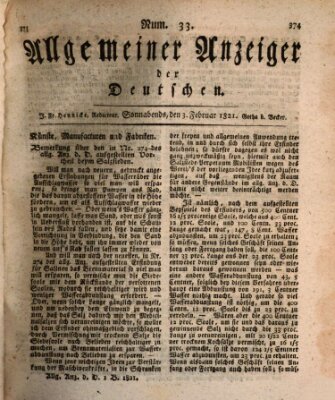 Allgemeiner Anzeiger der Deutschen Samstag 3. Februar 1821