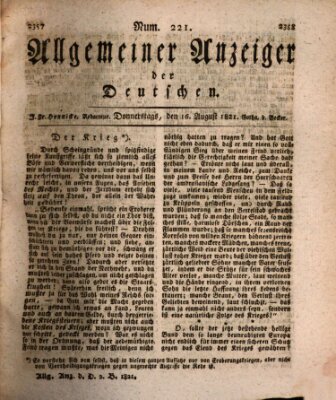 Allgemeiner Anzeiger der Deutschen Donnerstag 16. August 1821