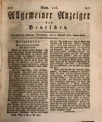 Allgemeiner Anzeiger der Deutschen Dienstag 21. August 1821
