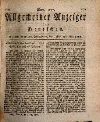 Allgemeiner Anzeiger der Deutschen Samstag 1. September 1821