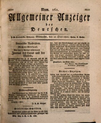 Allgemeiner Anzeiger der Deutschen Mittwoch 26. September 1821