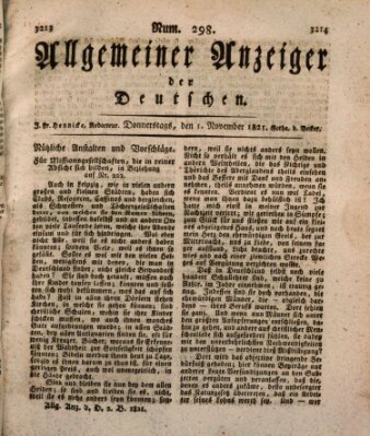 Allgemeiner Anzeiger der Deutschen Donnerstag 1. November 1821