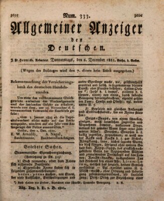 Allgemeiner Anzeiger der Deutschen Donnerstag 6. Dezember 1821