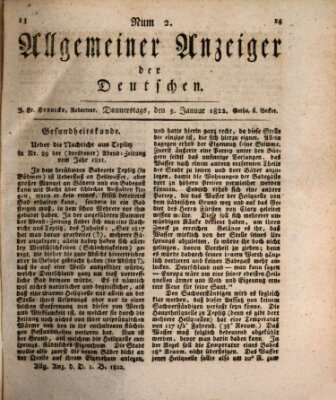 Allgemeiner Anzeiger der Deutschen Donnerstag 3. Januar 1822