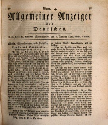 Allgemeiner Anzeiger der Deutschen Samstag 5. Januar 1822