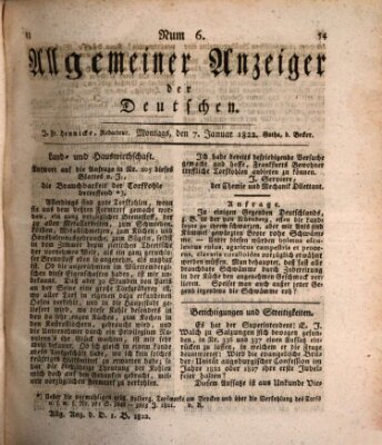 Allgemeiner Anzeiger der Deutschen Montag 7. Januar 1822