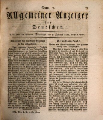 Allgemeiner Anzeiger der Deutschen Dienstag 8. Januar 1822