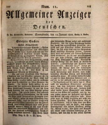 Allgemeiner Anzeiger der Deutschen Samstag 12. Januar 1822