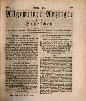 Allgemeiner Anzeiger der Deutschen Mittwoch 23. Januar 1822
